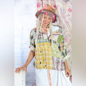 Magnolia Pearl Patchwork Asher Pullover Jacket 1512 in Madras Rainbow